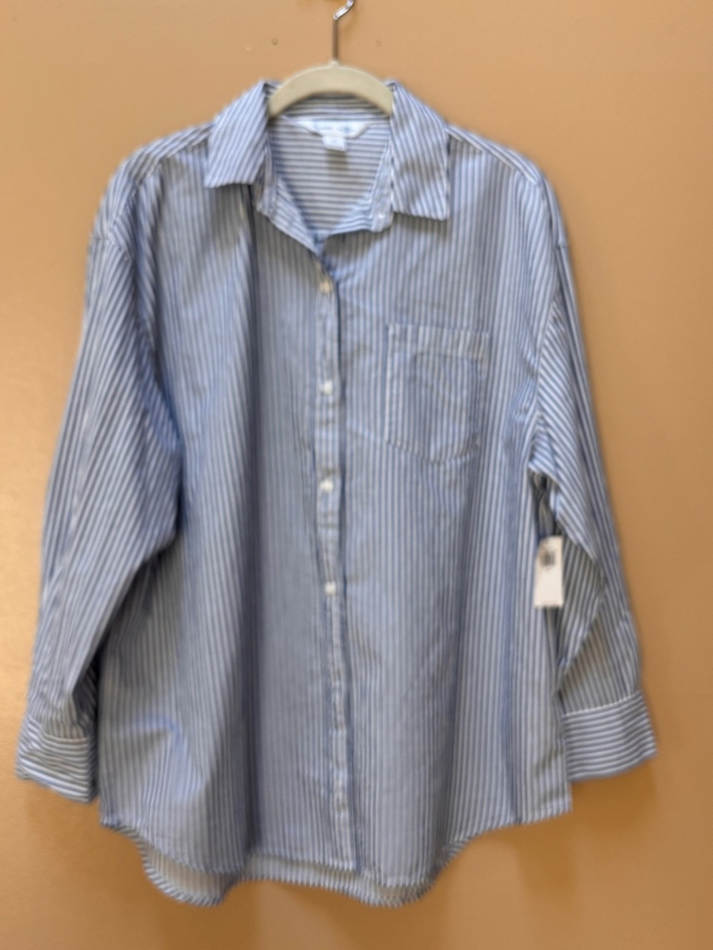 Old Navy Oversized Boyfriend Long Sleeve Button Down Stripe Top Size XS NWT